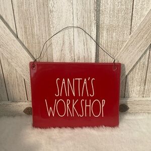 Rae Dunn Santa’s Workshop Ceramic Hanging Sign